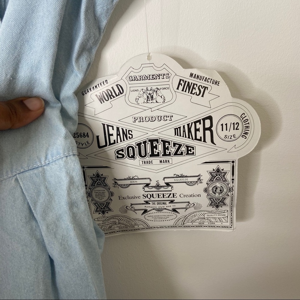 Squeeze Vintage Romper Button Front Tie Back Chambray - Picture 6 of 9